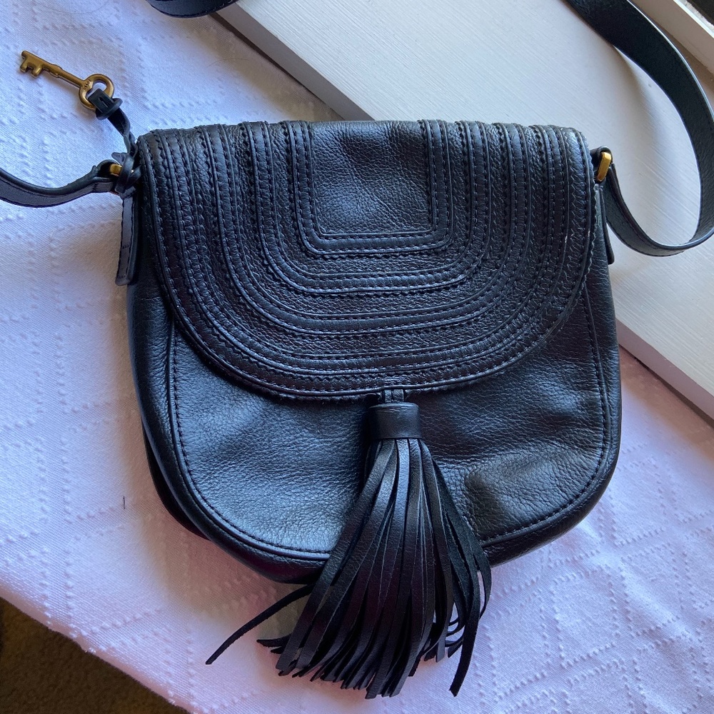 Fossil Black Leather Crossbody